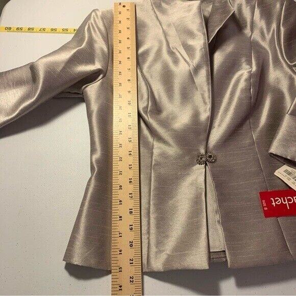 Cachet Champagne Mother of the Bride Full Length Shimmery Dress & Jacket Formal - Picture 15 of 16